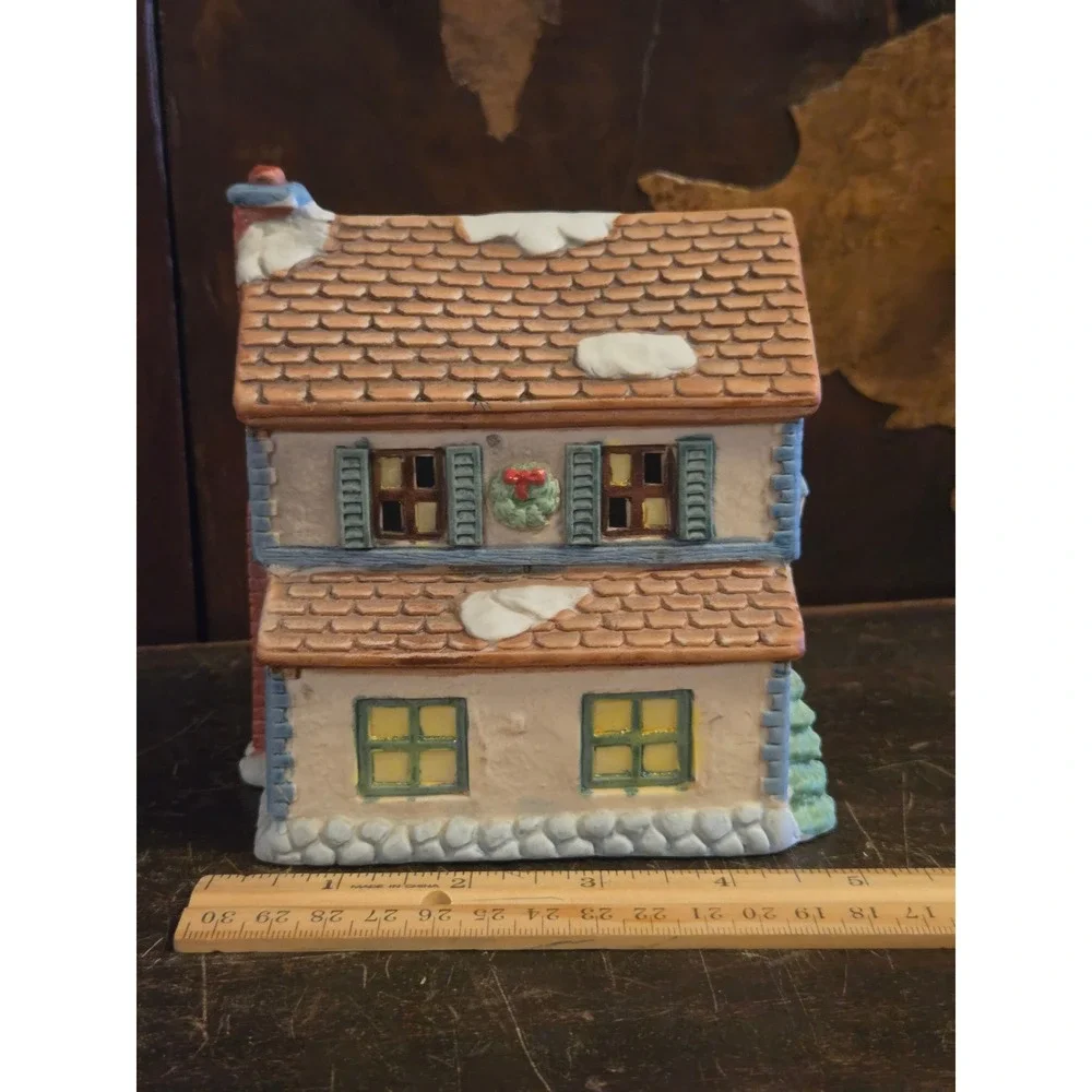 Americana Porcelain Collectible Cobbler Christmas Village House with Light Cord